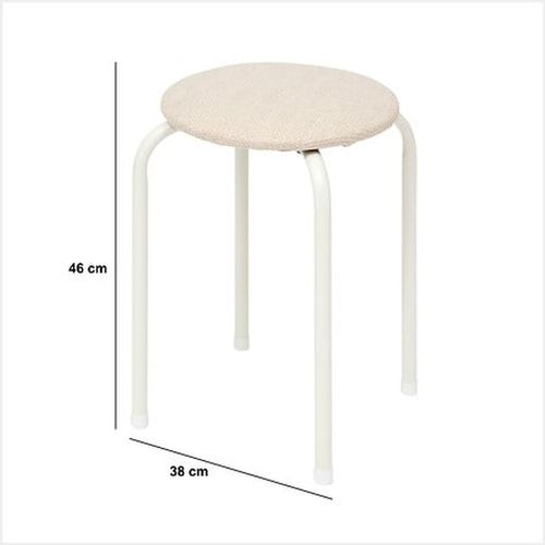 Tabouret D'appoint En Métal Et Tissu Chiné Flexy - Beige