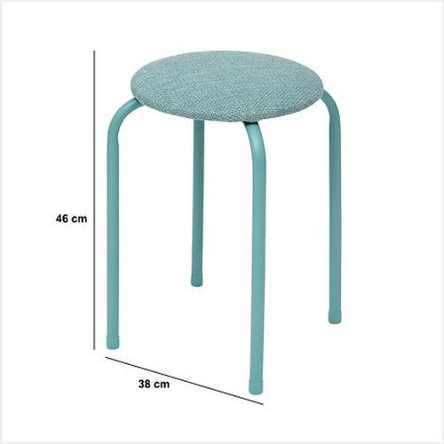Tabouret D'appoint En Métal Et Tissu Chiné Flexy - Vert Céladon