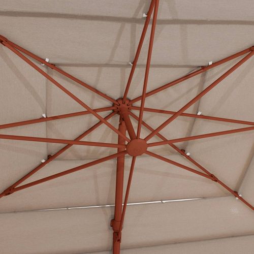 Parasol Déporté Rectangulaire Inclinable Melhia 4x3 M Acajou/lin