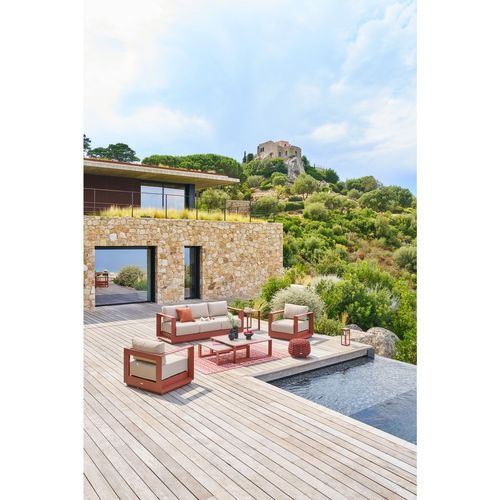 Table Basse De Jardin Carrée En Aluminium Allure - Acajou