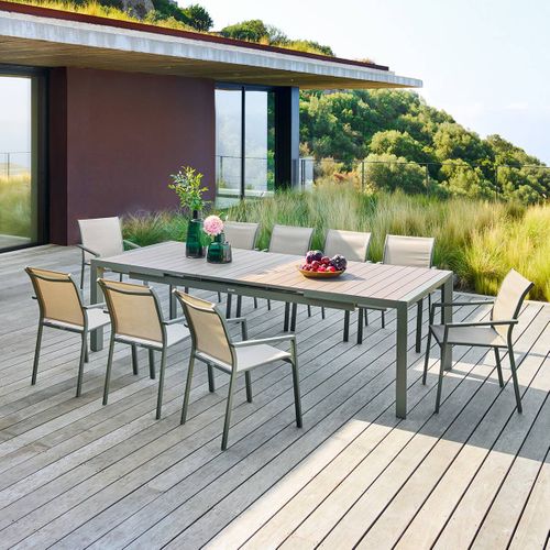 Table De Jardin 10 Places Evasion Extensible Beige Lin/laurier