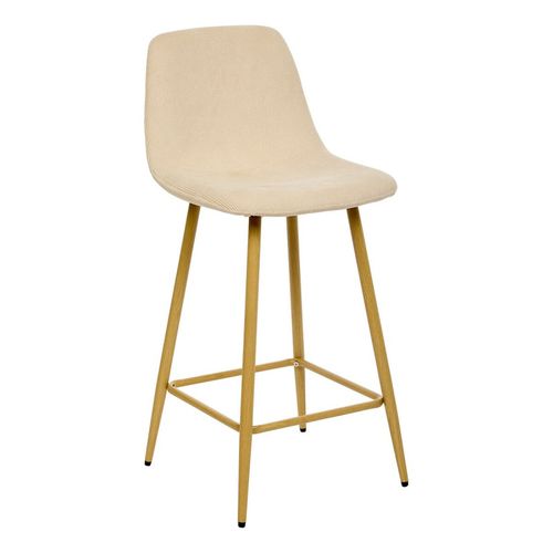 Tabouret De Bar Roka Beige Pieds Métal Effet Bois