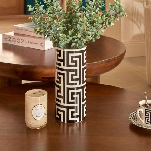 Vase Reso 12x12x26cm Noir Et Blanc