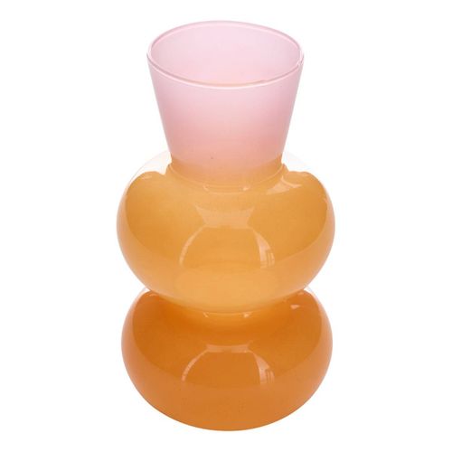 Vase Soliflore Pool En Verre 8x8x14,5cm Orange Et Rose