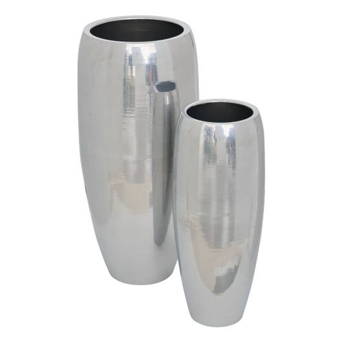 2 Caches-pot Reso En Acier 33x33x70cm Argent