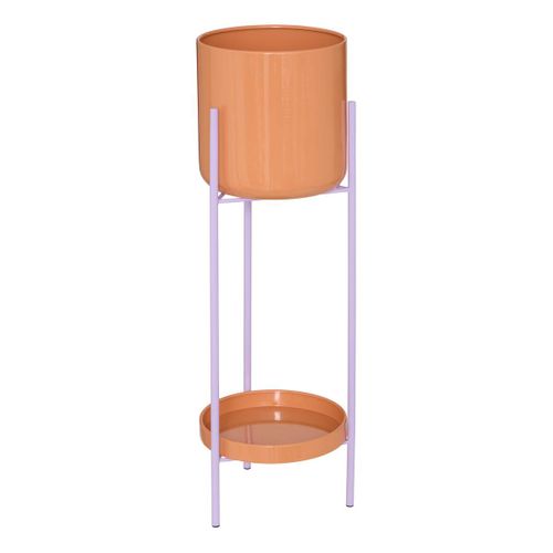 Set De 2 Caches-pot Pool 19x19x60cm Blanc Et Orange