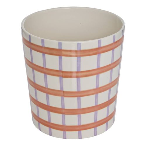 Set De 2 Pots De Fleurs Pool En Dolomite 22,3x22,3x24,5cm Orange Et Violet