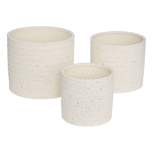 Set De 3 Pot De Fleurs Elly En Grès 25x25x21,5cm