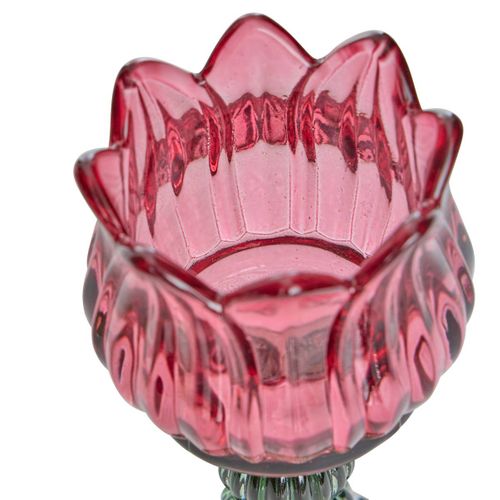 2 Photophores Fleurs Rose Et Blanche 8x8x17cm