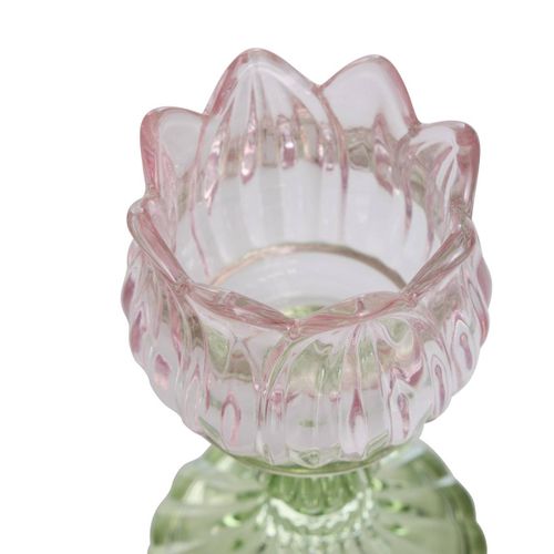 2 Photophores Fleurs Rose Et Blanche 8x8x17cm