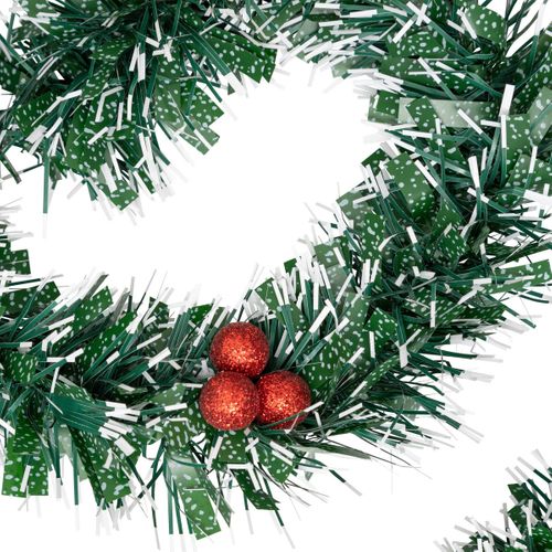 Guirlande De Noël Large 7.5 Cm Vert Avec Baies Rouge Longueur 2 Mètres