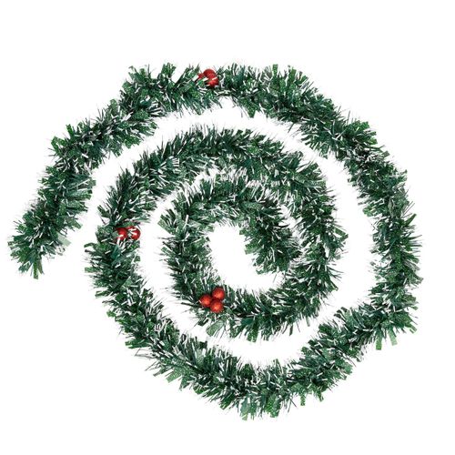 Guirlande De Noël Large 7.5 Cm Vert Avec Baies Rouge Longueur 2 Mètres