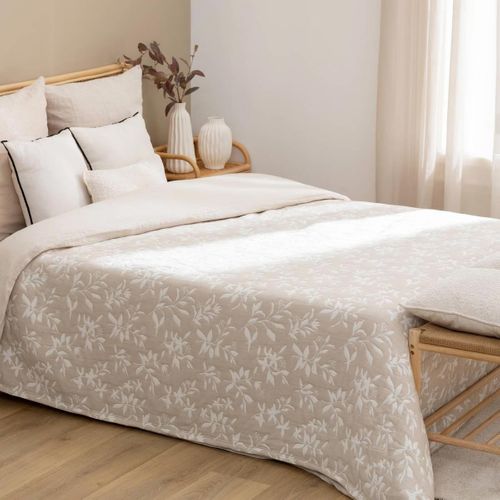 Dessus De Lit Nuvia Beige Lin 260x240cm