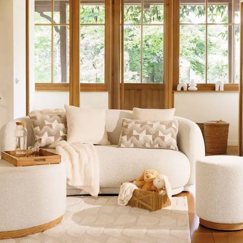 Coussin En Jacquard Chenillé "floe" 38x58cm Beige