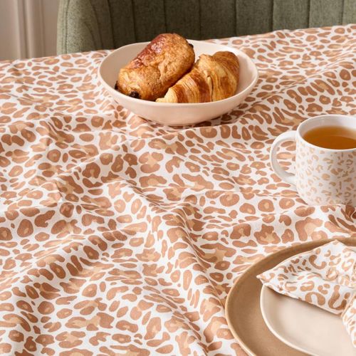 Nappe En Coton "leopardi" 150x250cm Beige