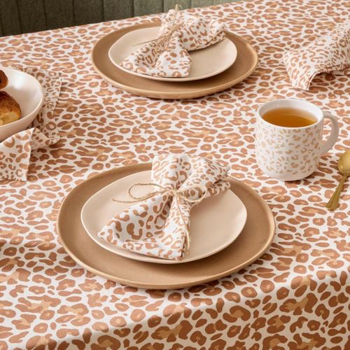 Lot De 4 Serviettes De Table "leopardi" 40x40cm Beige