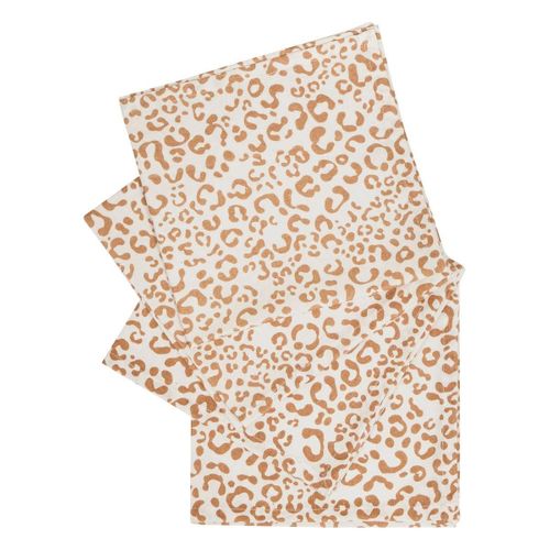 Lot De 4 Serviettes De Table "leopardi" 40x40cm Beige