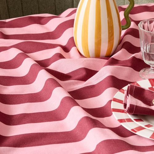 Nappe à Rayures "chéri" 150x250cm Rouge