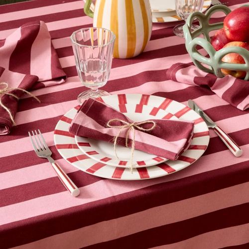 Lot De 4 Serviettes De Table "chéri" 40x40cm Rouge