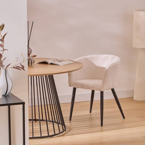 Fauteuil Repas Tissu Chenille Ivoire Marlo Atmosphera