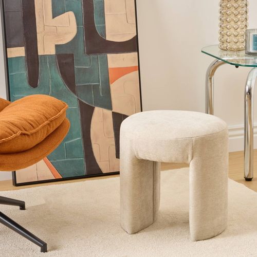 Pouf Jin D38 Cm Tissu Beige