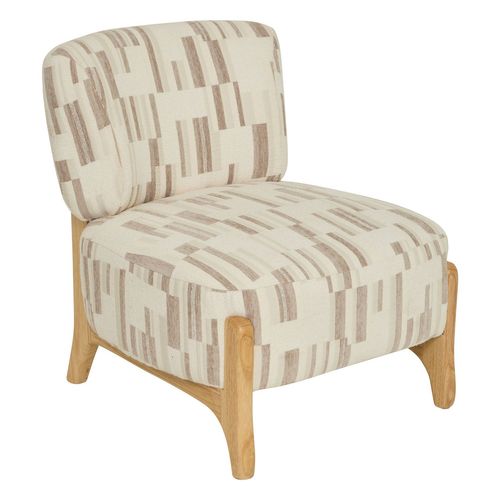 Fauteuil En Chenille Avec Pieds En Bois Effet Naturel Calix - Beige