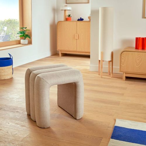 Pouf Pont Sisco 43 Cm Tissu Argile
