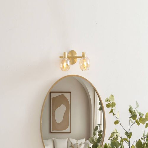 Applique 2 Lampes Pilia Métal Doré Et Verre Atmosphera