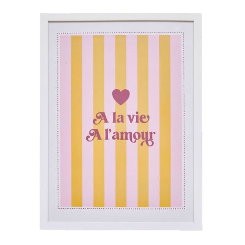 Affiche Encadrée à La Vie à L'amour - 30 X 40 Cm - Rose