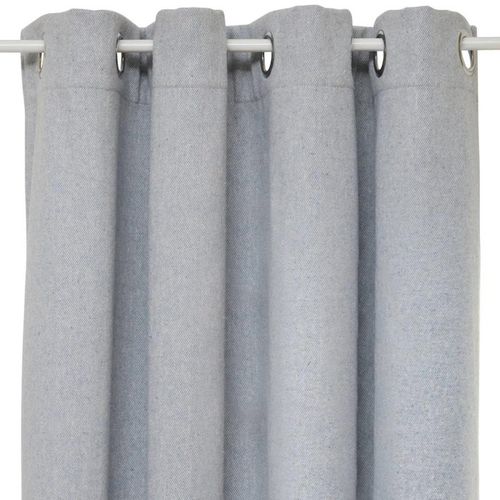 Rideau Isolant Effet Laine "kys" 140x260cm Bleu Minéral