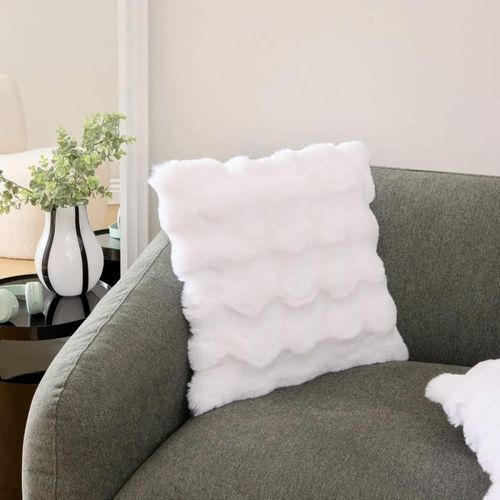 Coussin Imitation Fourrure 3d "zephy" 45x45cm Blanc