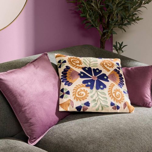 Coussin Déco Uni "lilou" 45x45cm Parme