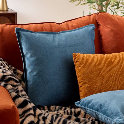 Coussin Déco Uni "lilou" 45x45cm Bleu Égéen