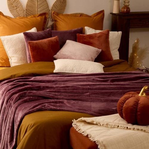 Plaid En Flanelle Uni "ollis" 180x230cm Violet