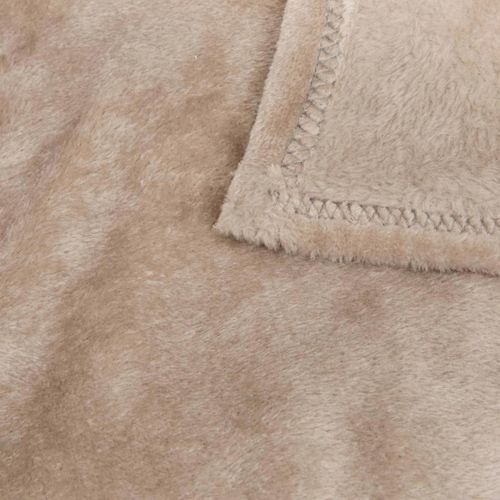 Plaid En Flanelle Uni "ollis" 240x260cm Beige Lin