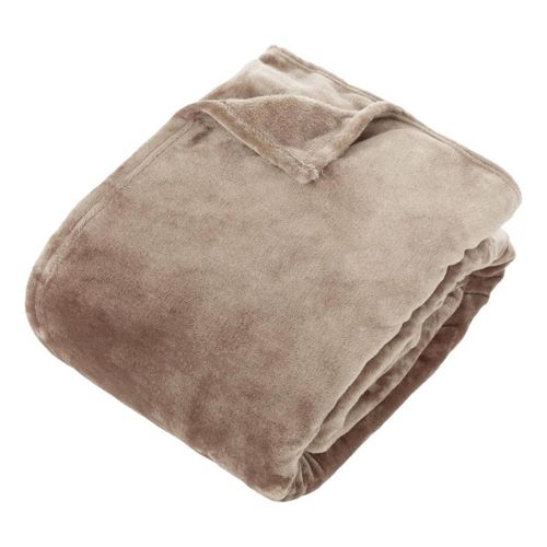 Plaid En Flanelle Uni "ollis" 240x260cm Beige Lin