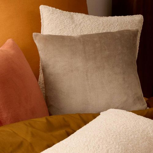 Coussin En Flanelle Uni "ollis" 38x38cm Beige Lin