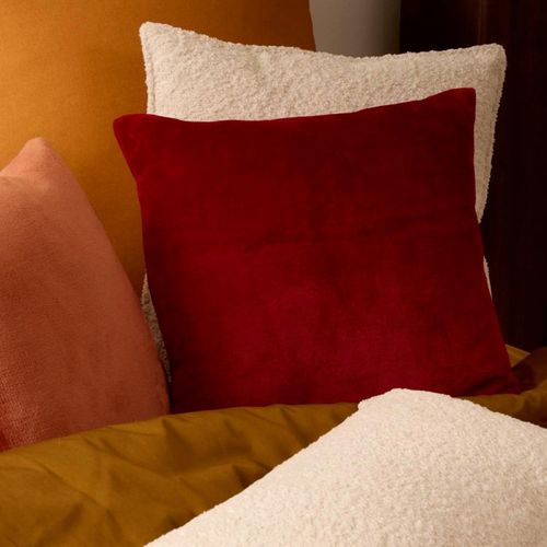 Coussin En Flanelle Uni "ollis" 38x38cm Rouge