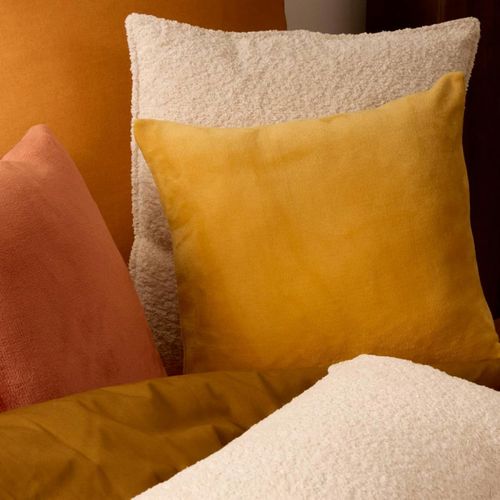Coussin En Flanelle Uni "ollis" 38x38cm Ocre
