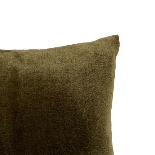 Coussin En Flanelle Uni "ollis" 38x38cm Kaki