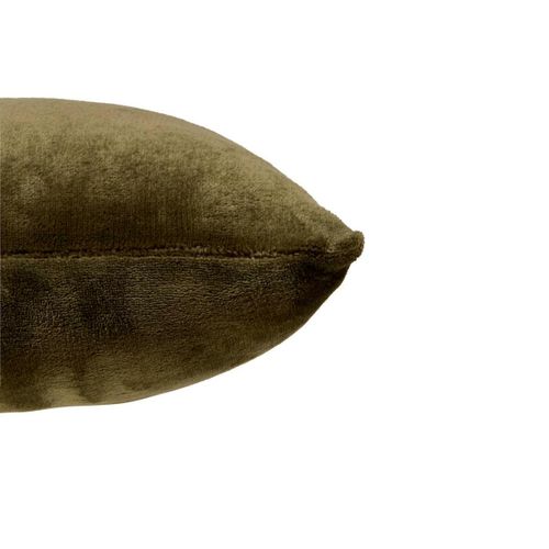 Coussin En Flanelle Uni "ollis" 38x38cm Kaki
