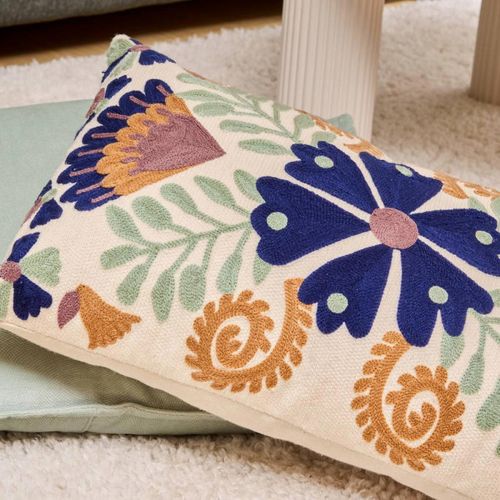 Coussin Déco Brodé "hary" 30x50cm Multicolore