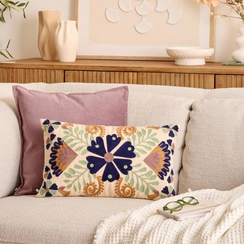 Coussin Déco Brodé "hary" 35x75cm Multicolore