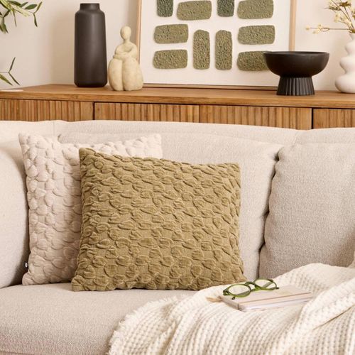 Coussin Chenillé 3d "nova" 40x40cm Kaki