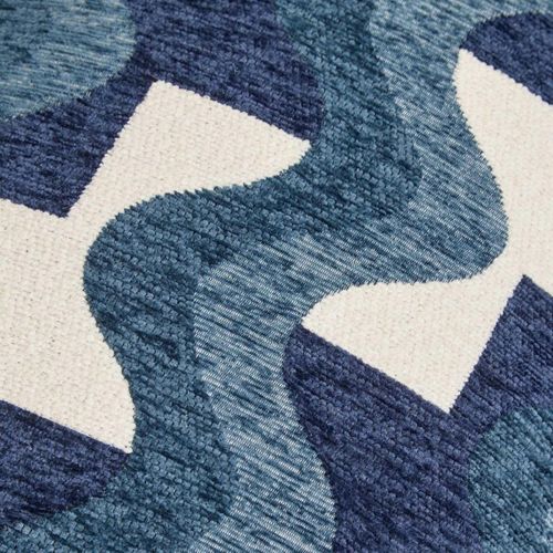 Coussin En Jacquard Chenillé "floe" 38x58cm Bleu Égéen