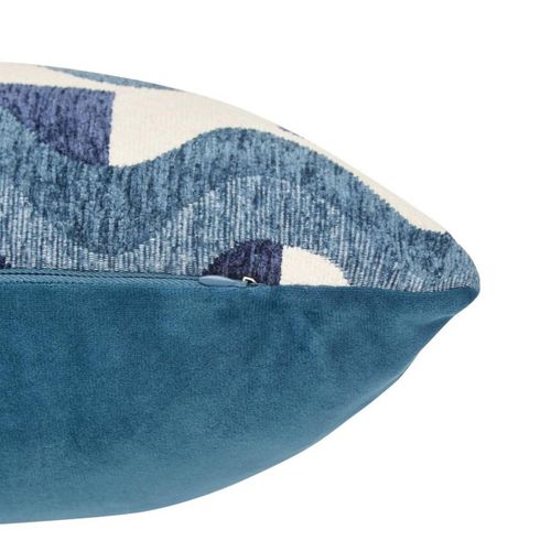 Coussin En Jacquard Chenillé "floe" 38x58cm Bleu Égéen