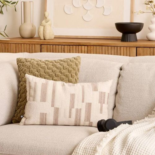 Coussin Déco En Jacquard Chenillé "calix" 30x50cm Beige