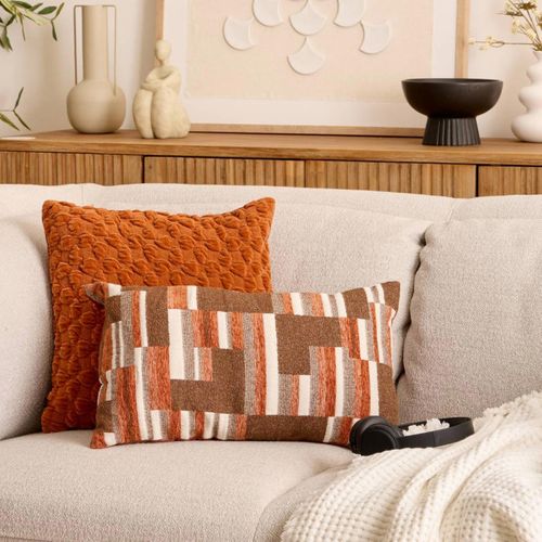 Coussin Déco En Jacquard Chenillé "calix" 30x50cm Ambre