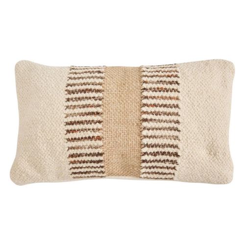 Coussin Déco Effet Jute "striscia" 30x50cm Ivoire