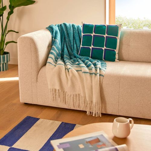 Plaid Effet Mohair Flow Vert Hollywood D170x130cm